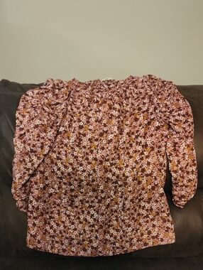 Women's Floral Off-Shoulder Blouse - Pink/Brown